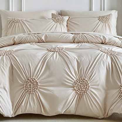🛏️ ☁️Elegant Pinch Pleat Duvet Cover Set