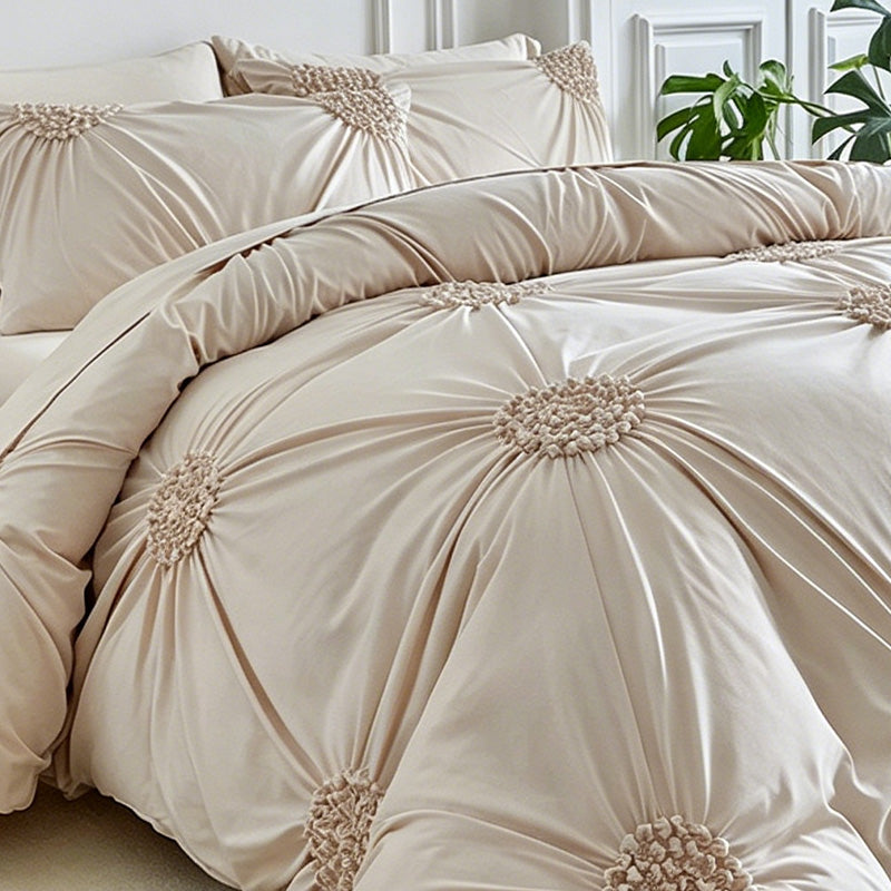 🛏️ ☁️Elegant Pinch Pleat Duvet Cover Set