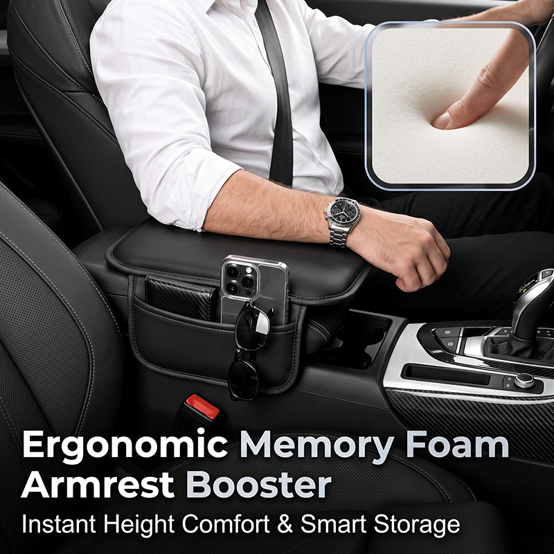 🚗Car Center Console Armrest Cover with Side Storage Pockets, Soft Protective Cushion Organizer