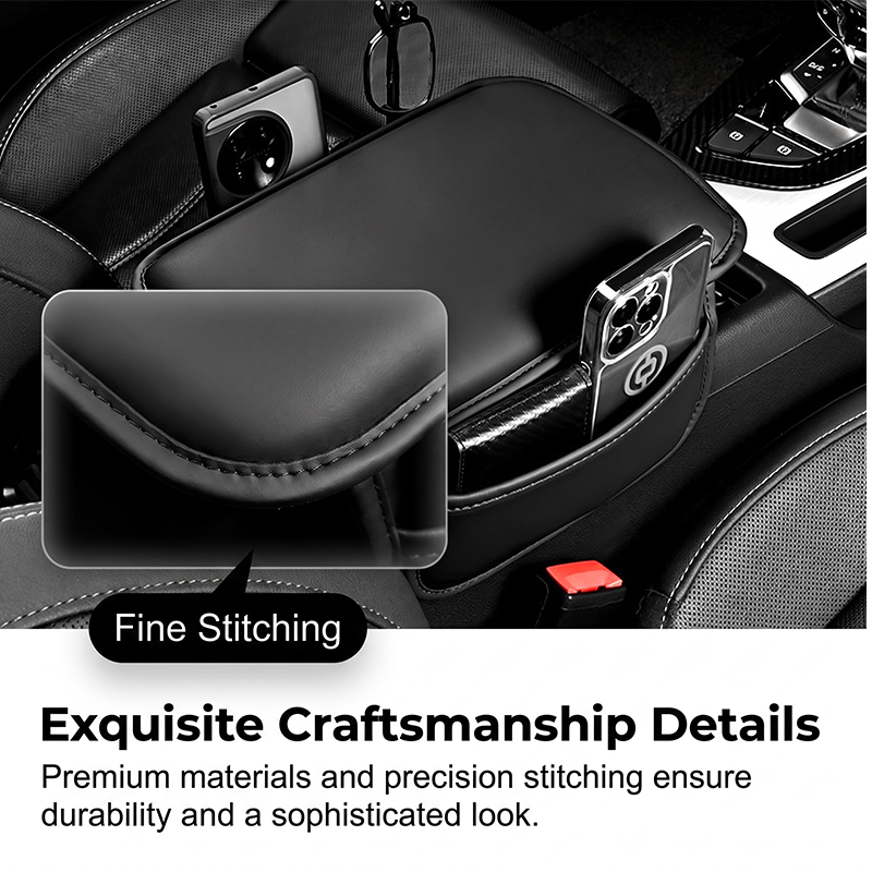 🚗Car Center Console Armrest Cover with Side Storage Pockets, Soft Protective Cushion Organizer