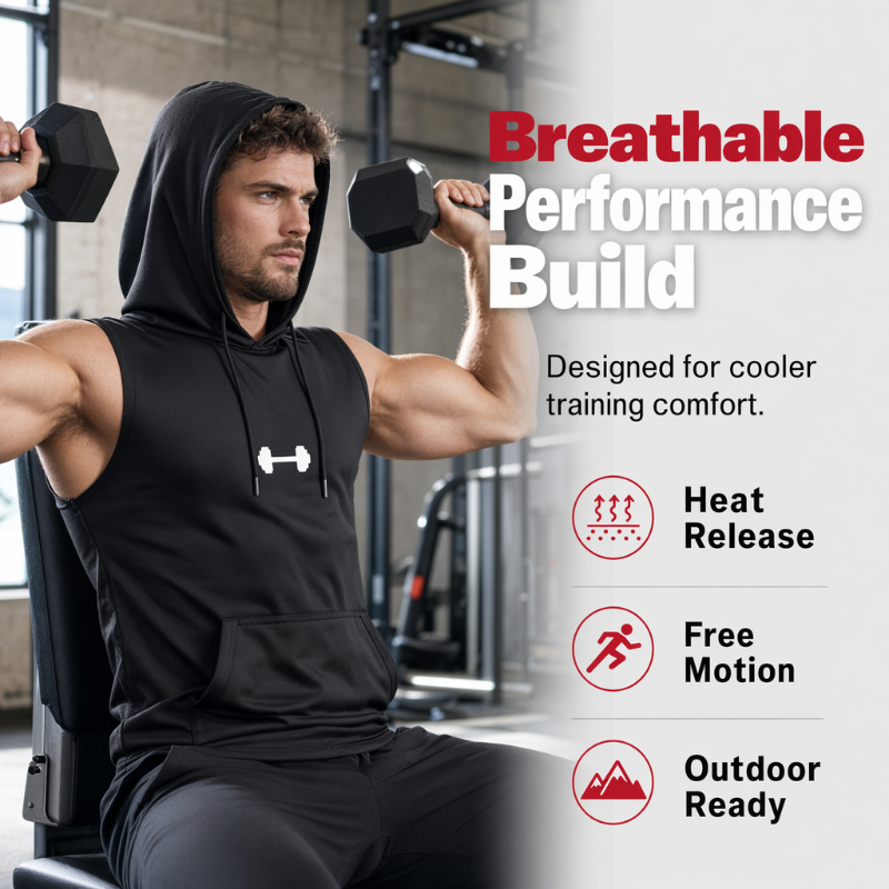 🏃‍♂️Sleeveless Gym Hoodie – Full range of motion & cool comfort – Move without limits.