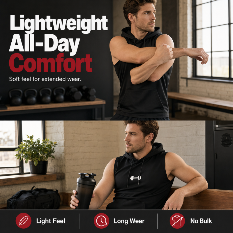 🏃‍♂️Sleeveless Gym Hoodie – Full range of motion & cool comfort – Move without limits.