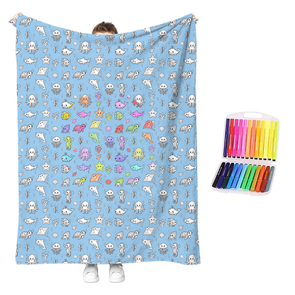🎨✨Creative Cozy Coloring Blanket Kit – DIY Art & Relaxation Activity