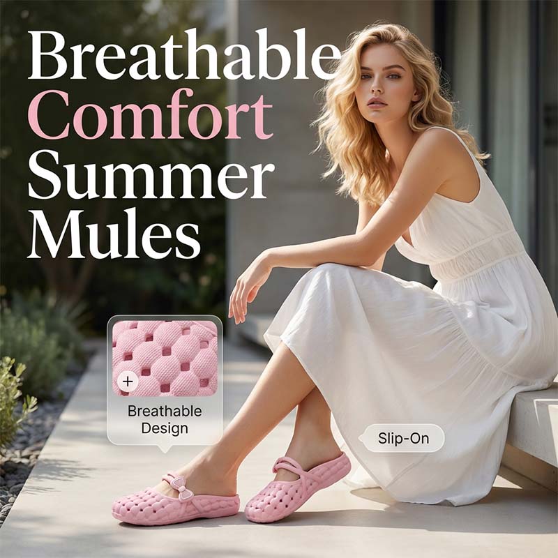 👡 Breathable Bow Mules – Cloud-Soft Slip-Ons ☁️