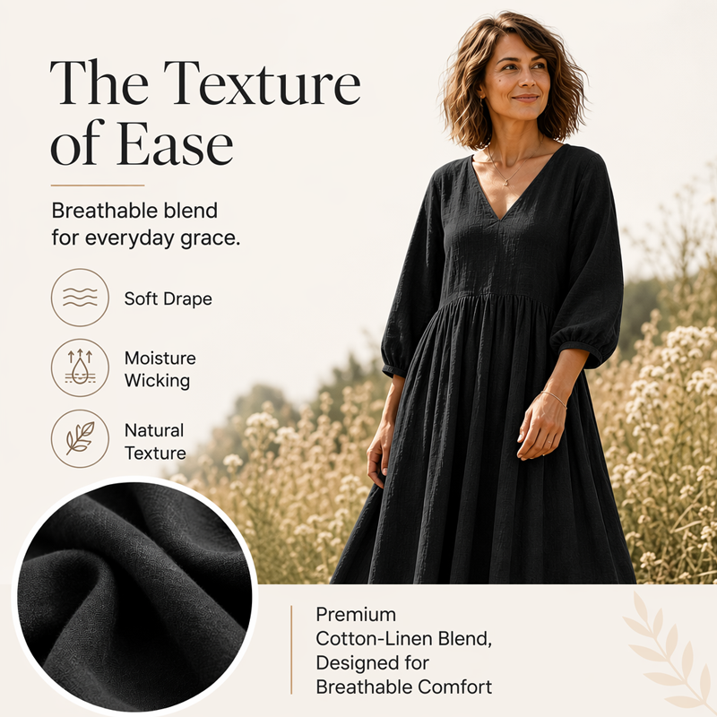 Women's V-Neck Pleated Maxi Dress