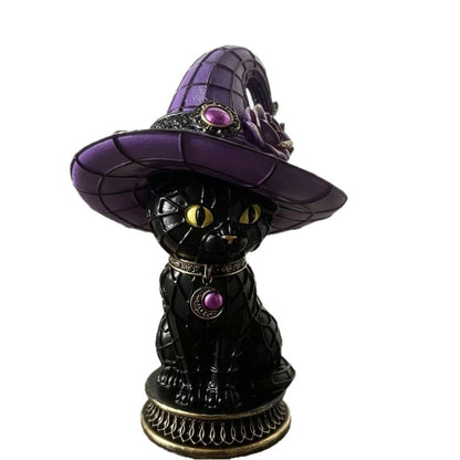 💥 Gothic Halloween Witch and Cat Table Lamp