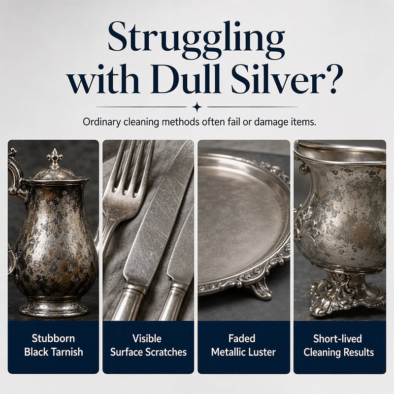 Anti‑Tarnish Silver Polish Cream, 3‑in‑1 Clean Polish Protect Silver Care Cream, Gentle Polishing Cream Restores Bright Luster for Silverware, Silver Heirlooms & Silver Ornaments