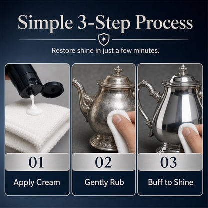 Anti‑Tarnish Silver Polish Cream, 3‑in‑1 Clean Polish Protect Silver Care Cream, Gentle Polishing Cream Restores Bright Luster for Silverware, Silver Heirlooms & Silver Ornaments