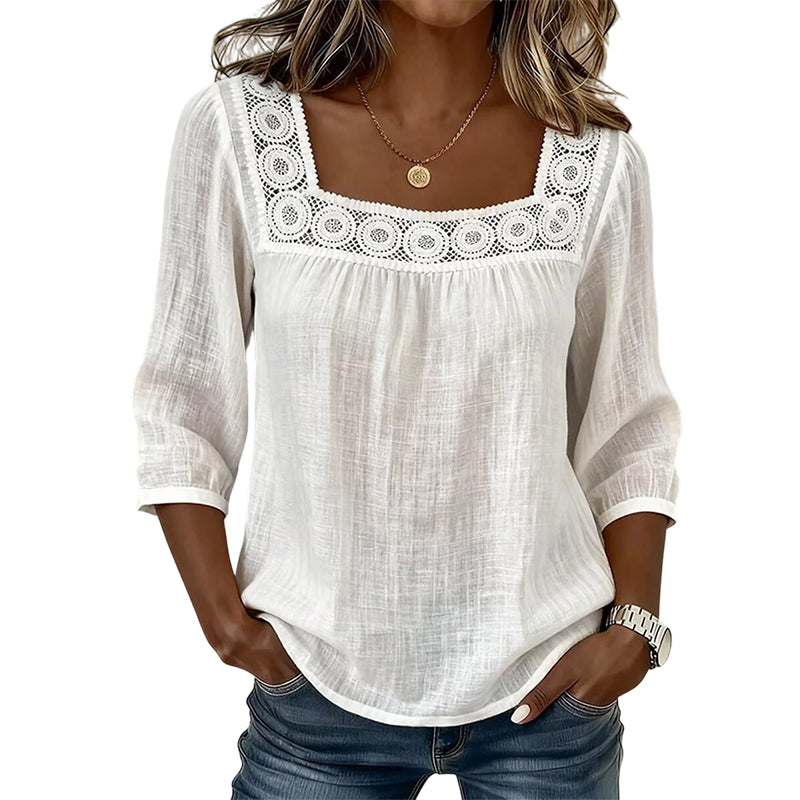 Women’s Square Neck Lace Crochet Blouse