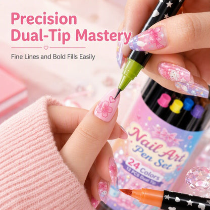 🎁24 Colors Dual Ended Nail Art Pens Set