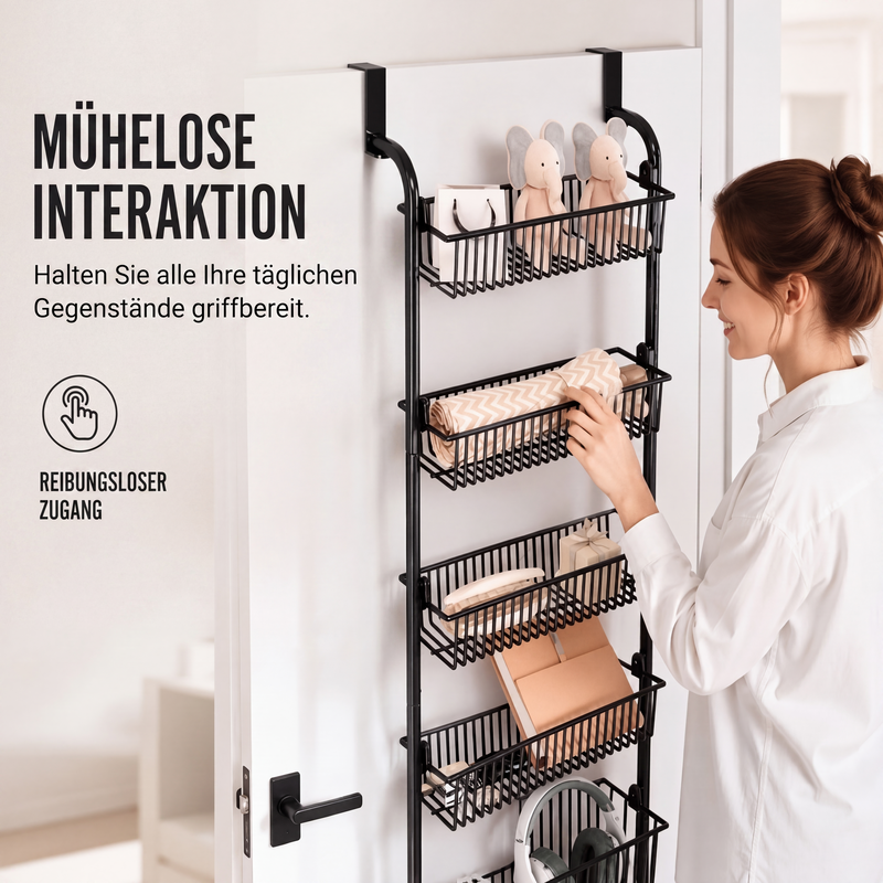 🚪Over the Door Hanging Organizer – Drill-Free Installation, Multi-Tier Carbon Steel Baskets & Space-Saving Design – Practical Storage for Any Room 🧺