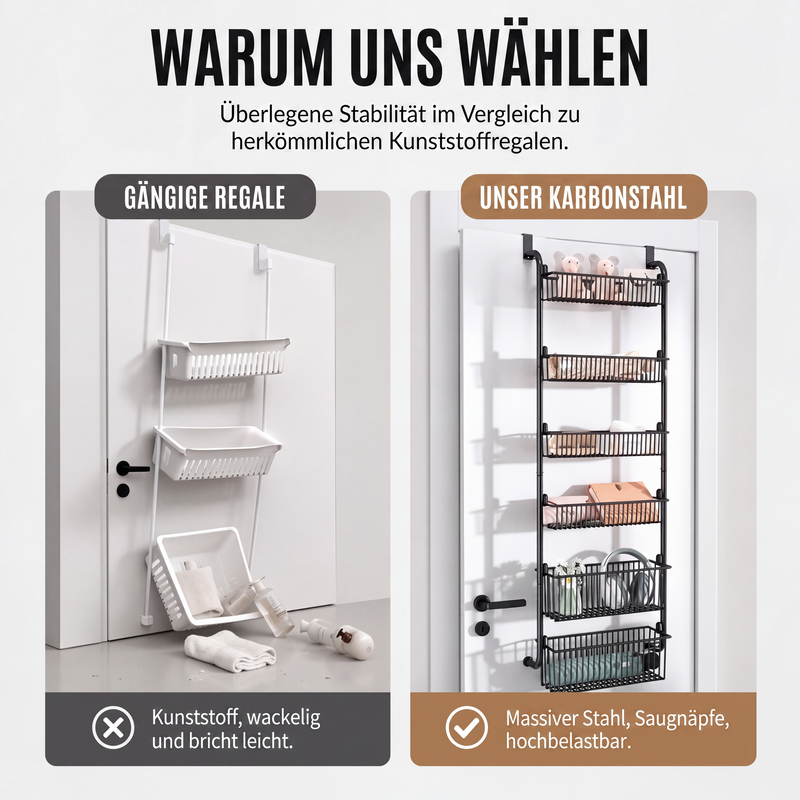 🚪Over the Door Hanging Organizer – Drill-Free Installation, Multi-Tier Carbon Steel Baskets & Space-Saving Design – Practical Storage for Any Room 🧺