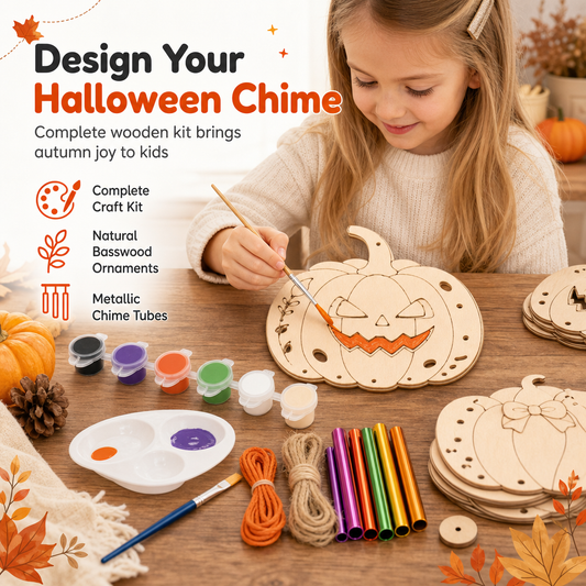 ⏰ Halloween Wooden Pumpkin Craft Kit | DIY Wind Chime 🎃