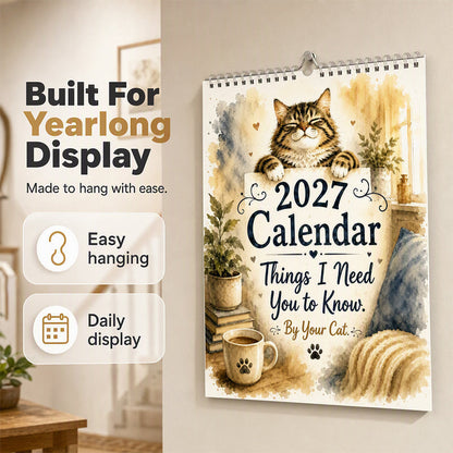 🐱2027 A Cats Life Wall Calendar – Monthly Cute Cat Photos, Large Date Grid, Holiday Markings, Thick Paper, Hang-Anywhere Home & Office Decor ✨