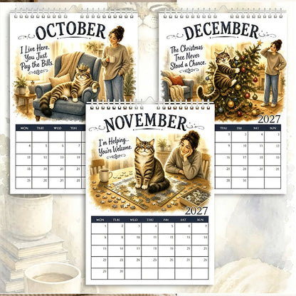 🐱2027 A Cats Life Wall Calendar – Monthly Cute Cat Photos, Large Date Grid, Holiday Markings, Thick Paper, Hang-Anywhere Home & Office Decor ✨