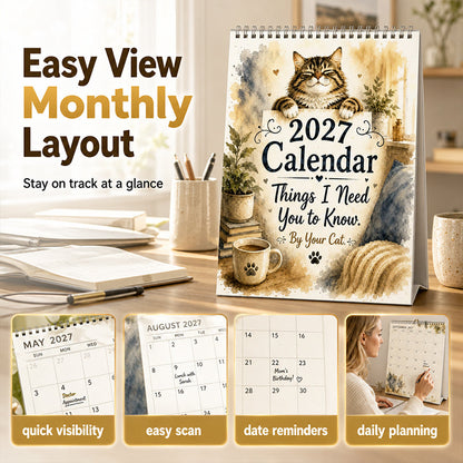 🐱2027 A Cats Life Wall Calendar – Monthly Cute Cat Photos, Large Date Grid, Holiday Markings, Thick Paper, Hang-Anywhere Home & Office Decor ✨