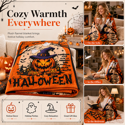 🎃 Retro Halloween Skull Flannel Throw – Plush Warm Velvety Softness, Vivid Spooky Digital Print & Double-Stitched Durable Edge – Cozy Warmth for Home & Naps 🛋️