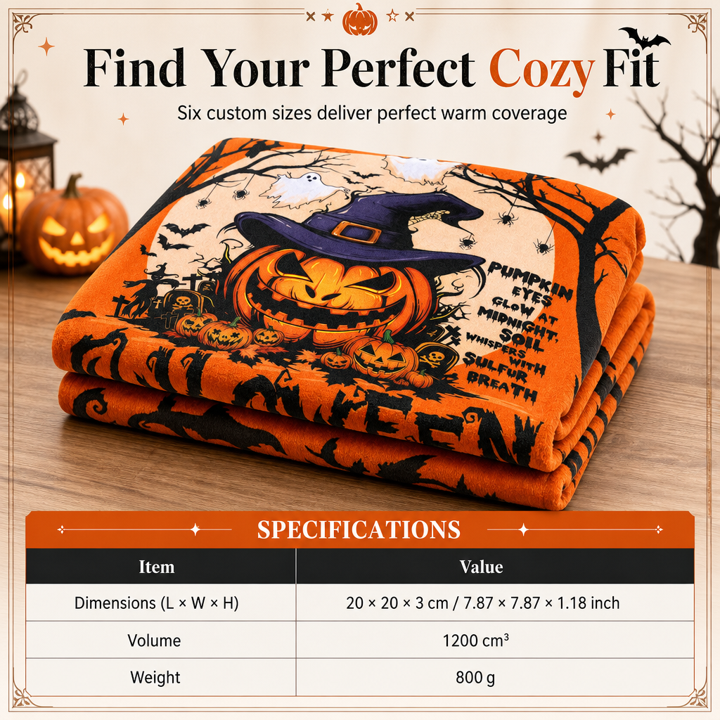 🎃 Retro Halloween Skull Flannel Throw – Plush Warm Velvety Softness, Vivid Spooky Digital Print & Double-Stitched Durable Edge – Cozy Warmth for Home & Naps 🛋️