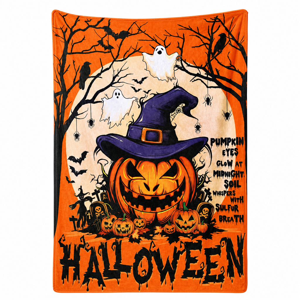 🎃 Retro Halloween Skull Flannel Throw – Plush Warm Velvety Softness, Vivid Spooky Digital Print & Double-Stitched Durable Edge – Cozy Warmth for Home & Naps 🛋️