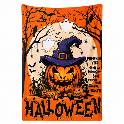🎃 Retro Halloween Skull Flannel Throw – Plush Warm Velvety Softness, Vivid Spooky Digital Print & Double-Stitched Durable Edge – Cozy Warmth for Home & Naps 🛋️