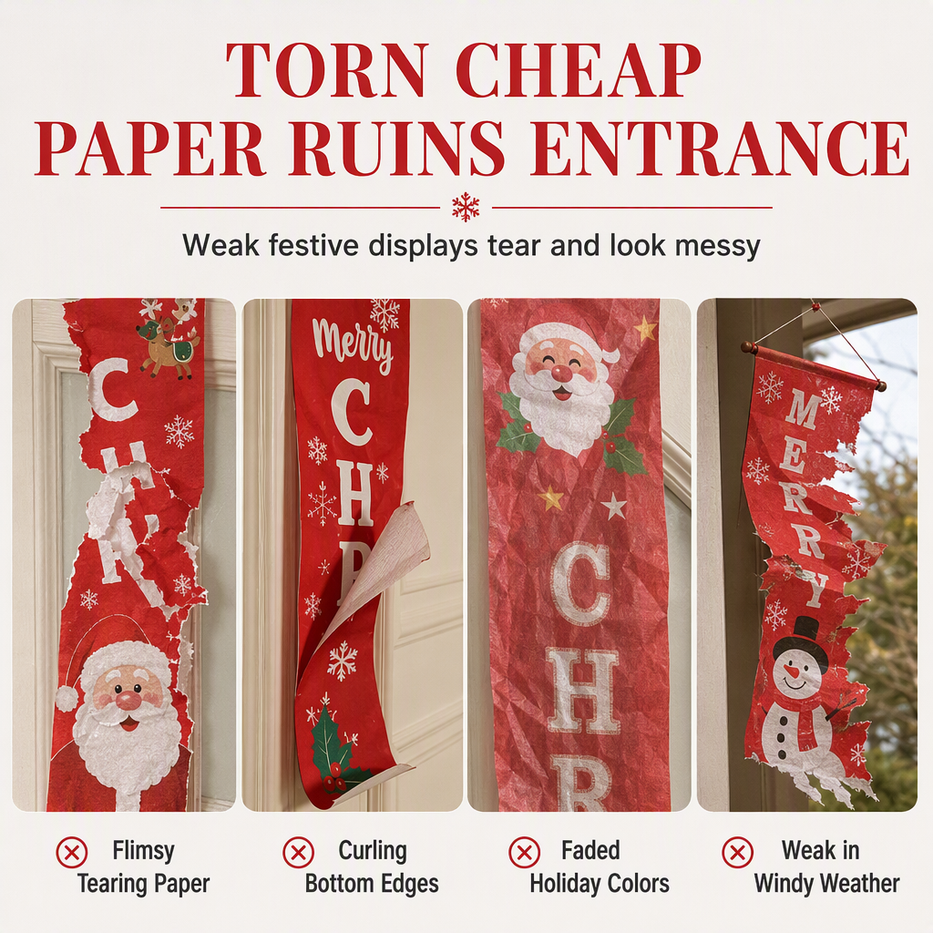 ✨Christmas and Halloween Door Couplet Banners Oxford Cloth Hanging Flags Door Curtain 30x180cm