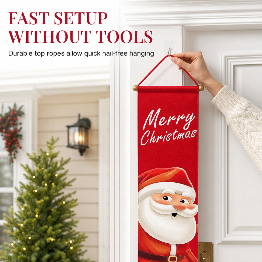 ✨Christmas and Halloween Door Couplet Banners Oxford Cloth Hanging Flags Door Curtain 30x180cm