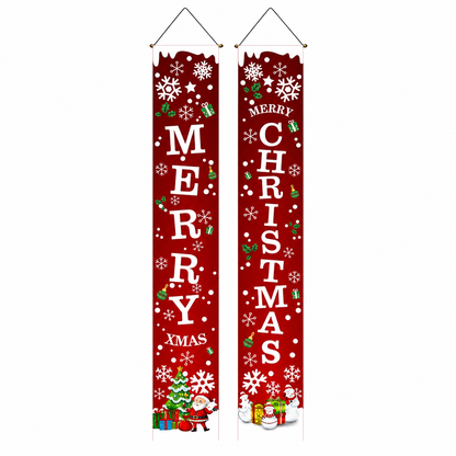 ✨Christmas and Halloween Door Couplet Banners Oxford Cloth Hanging Flags Door Curtain 30x180cm