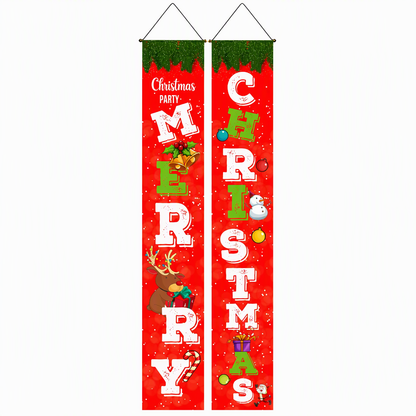 ✨Christmas and Halloween Door Couplet Banners Oxford Cloth Hanging Flags Door Curtain 30x180cm