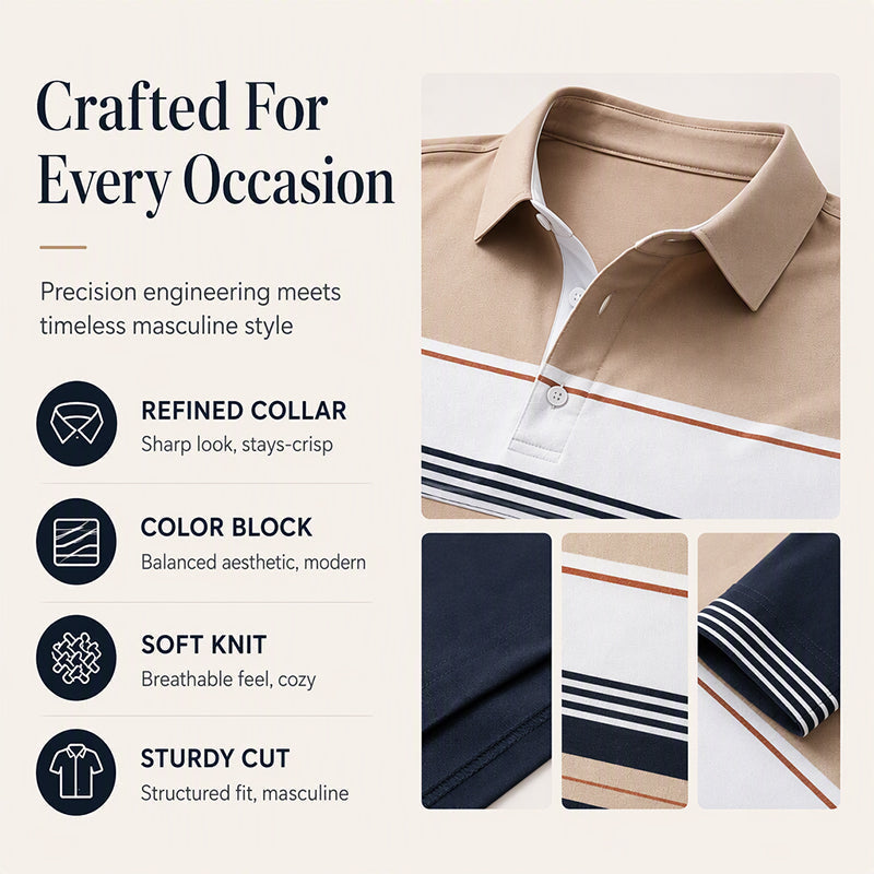🔥 Over 5,000 sold!! 👔Men's Classic Color-Block Striped Top
