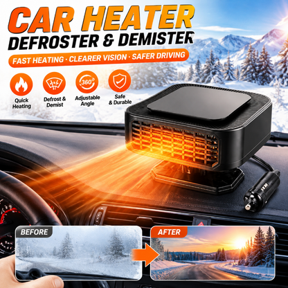 Portable Car Heater Defroster with 360-Degree Rotating Base