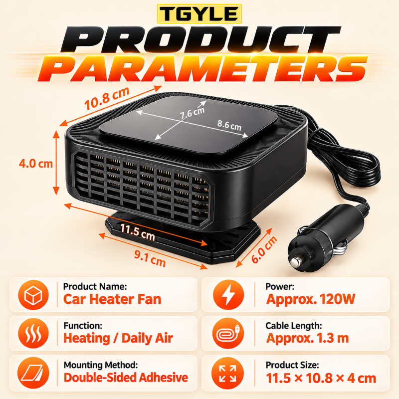 Portable Car Heater Defroster with 360-Degree Rotating Base