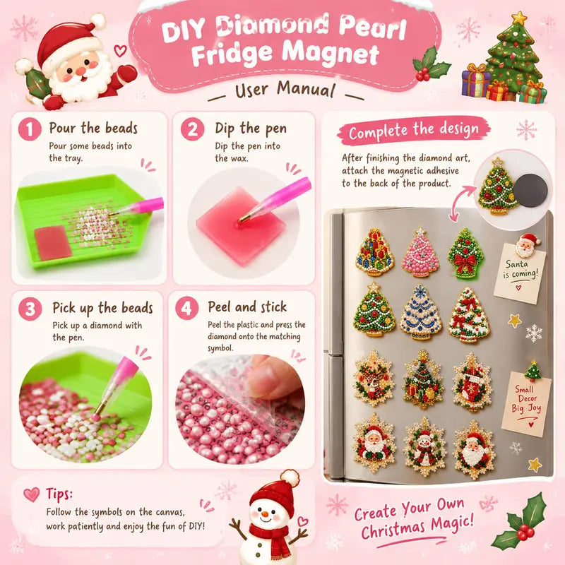 ✨ DIY Sparkling Magnetic Decoration Kit – Fun Holiday Craft for Fridge & Metal Surfaces