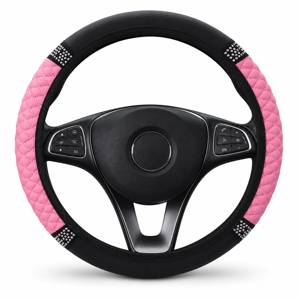 ⏳Time-Limited Special ⏰ Rhinestone Steering Wheel Cover – Sparkling, Quilted, Luxury 🚗