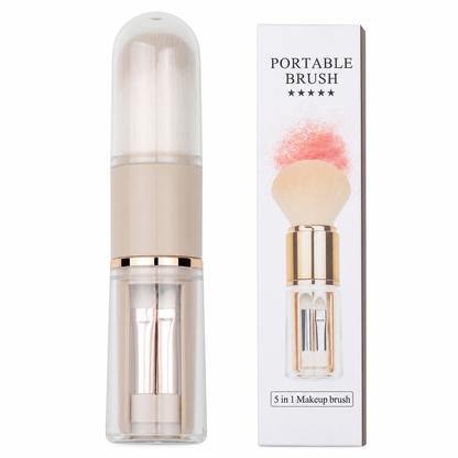 🖌️Portable Retractable Makeup Brush Set Multifunctional Travel Cosmetic Tool with Powder Blush and Silicone Lip Brush