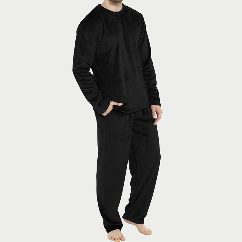 🌙 All-Night Warmth, Soft Velvet Feel | Men's Cozy Thermal Velvet Pajama Set🔥